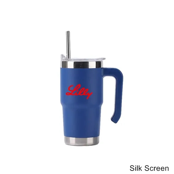 16 oz Stainless Steel Vacuum Tumbler with Handle and Straw