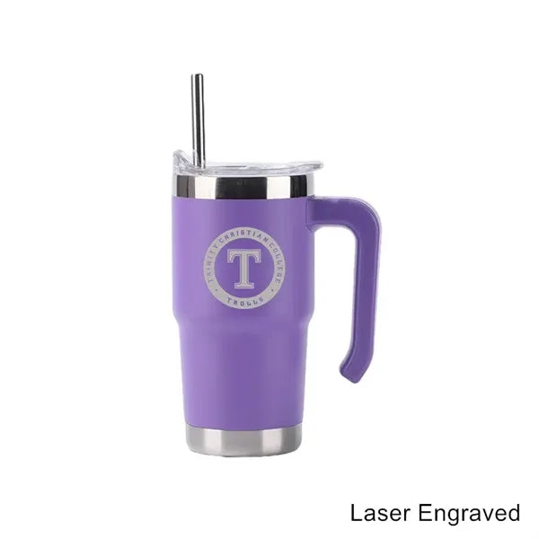 16 oz Stainless Steel Vacuum Tumbler with Handle and Straw