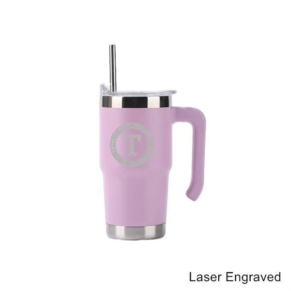 16 oz Stainless Steel Vacuum Tumbler with Handle and Straw