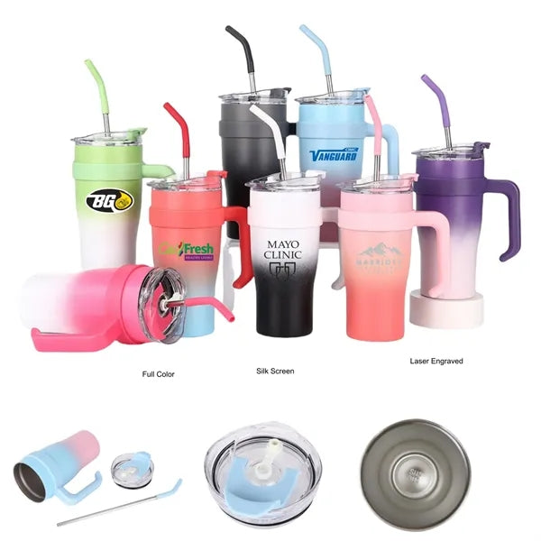 30 oz Tumbler Stainless Steel Double Wall Mug Straw and Lid