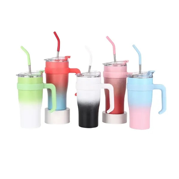 30 oz Tumbler Stainless Steel Double Wall Mug Straw and Lid