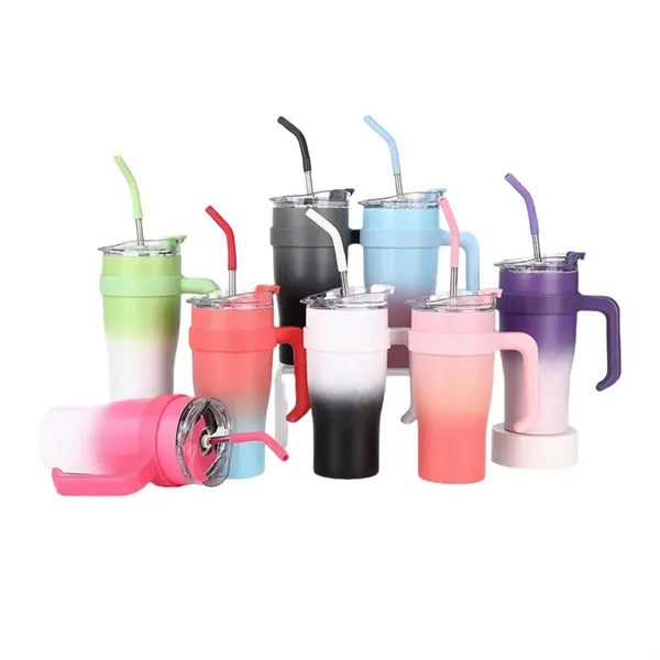 30 oz Tumbler Stainless Steel Double Wall Mug Straw and Lid