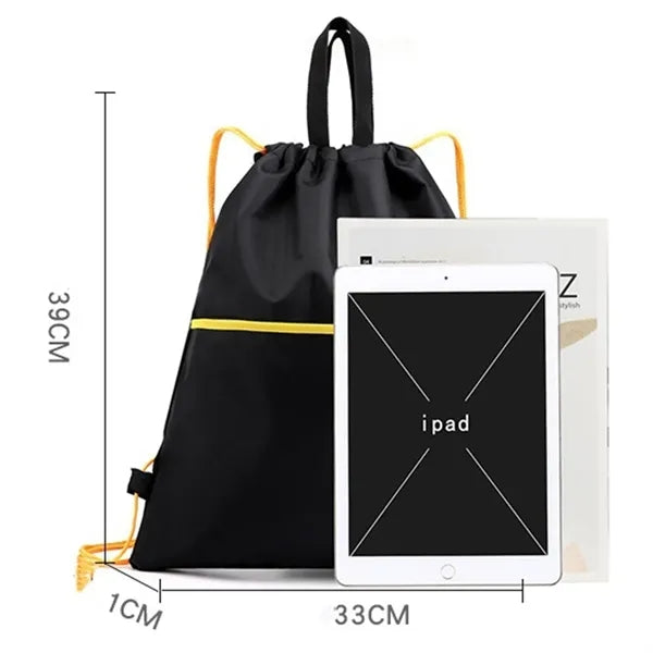 Waterproof String Bag Drawstring Backpack with Zipper Pocket