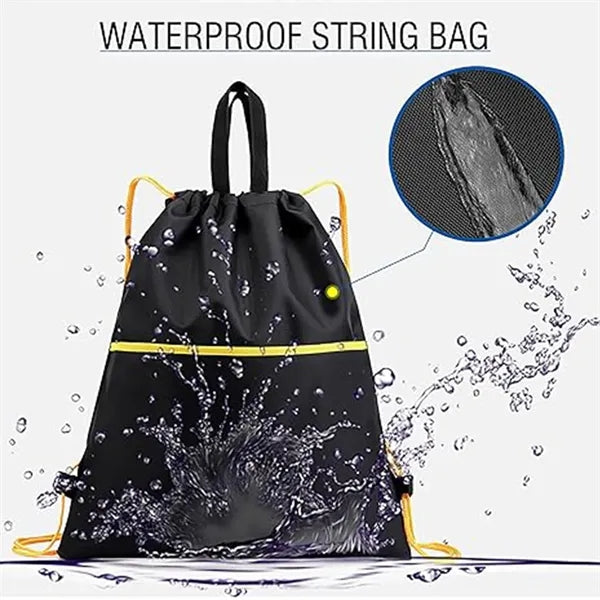 Waterproof String Bag Drawstring Backpack with Zipper Pocket