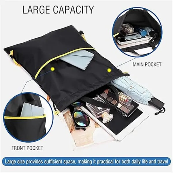 Waterproof String Bag Drawstring Backpack with Zipper Pocket