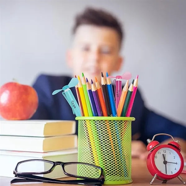 Mini Fan with Ballpoint Multifunction Metal Pens
