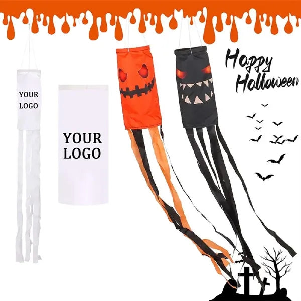 Windpipe Flag Halloween Horror Yard Hanging With Ghosts