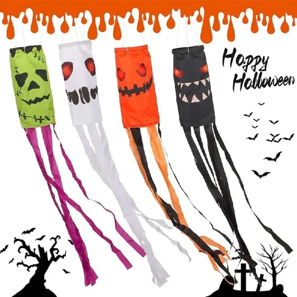 Windpipe Flag Halloween Horror Yard Hanging With Ghosts