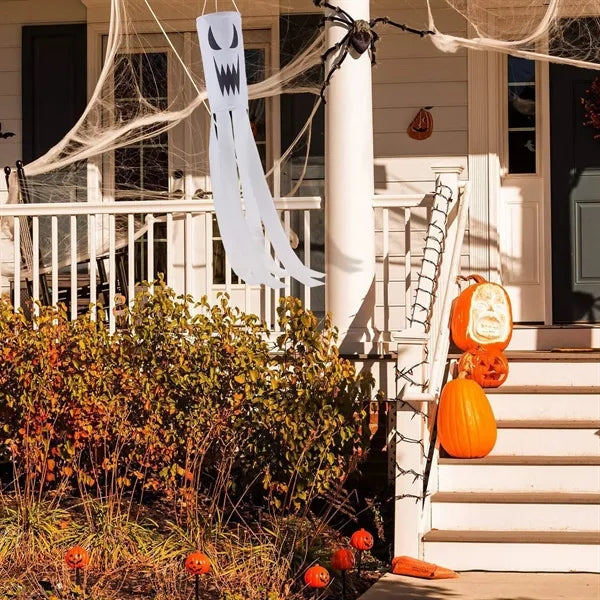 Windpipe Flag Halloween Horror Yard Hanging With Ghosts