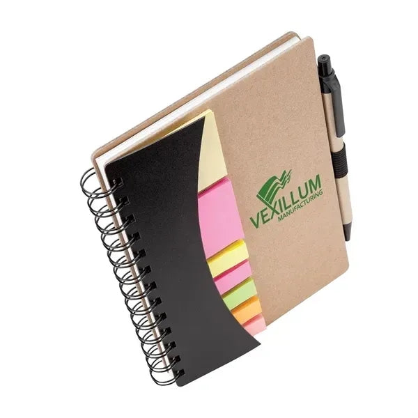 Notebook with Pen, Flags & Sticky Notes