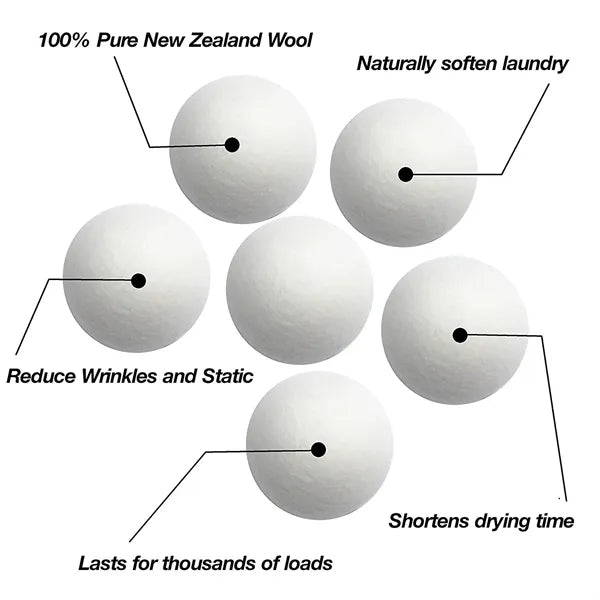 6 Pieces Wool Dryer Balls And Bag Set