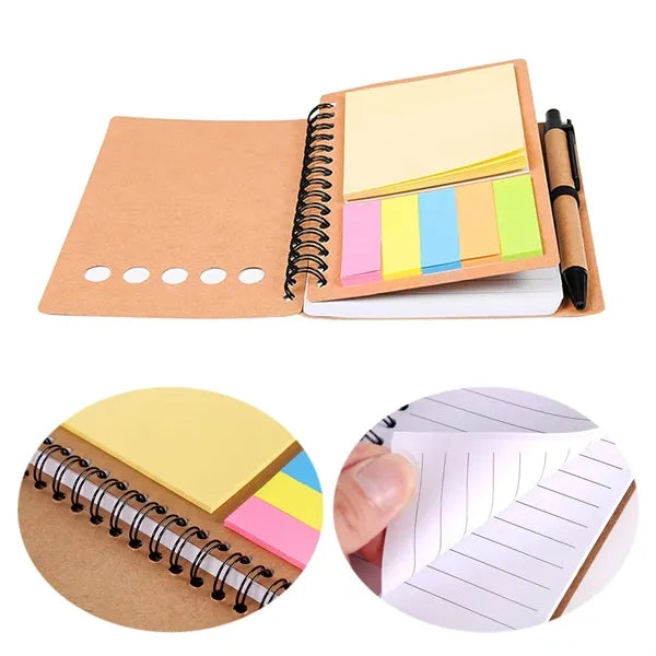 Spiral Notebook with Sticky Notes and Pen