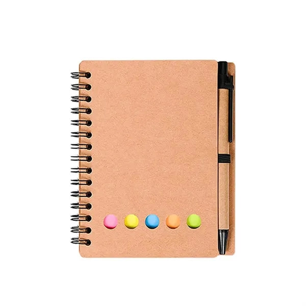 Spiral Notebook with Sticky Notes and Pen