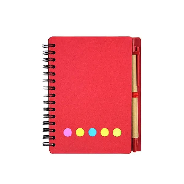Spiral Notebook with Sticky Notes and Pen