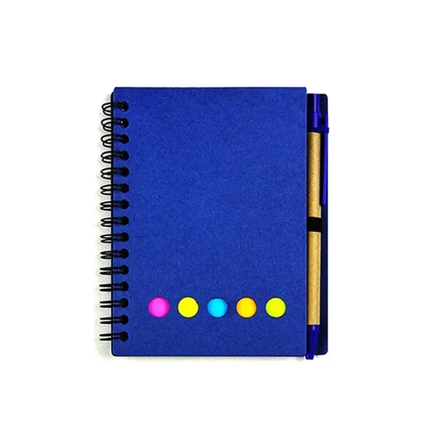 Spiral Notebook with Sticky Notes and Pen