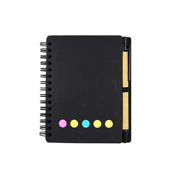 Spiral Notebook with Sticky Notes and Pen