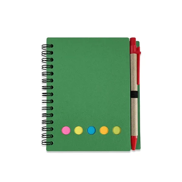 Spiral Notebook with Sticky Notes and Pen