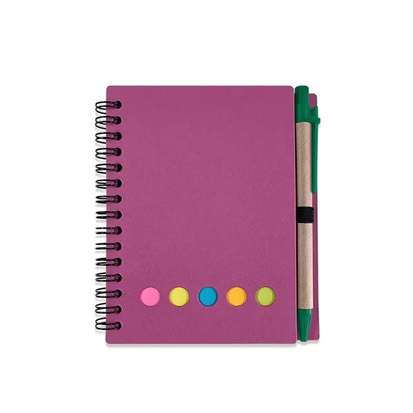 Spiral Notebook with Sticky Notes and Pen