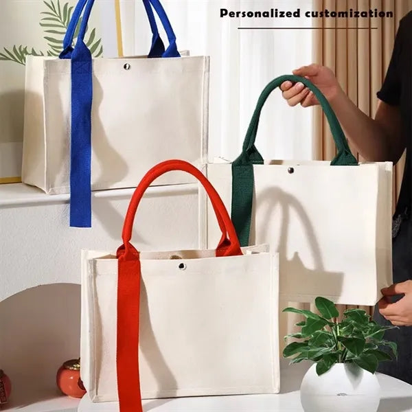 Durable Canvas Tote Bag with Decorative Streamers