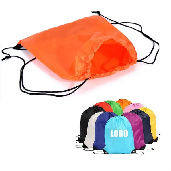 210D Polyester Drawstring Backpack with Custom Logo Print .