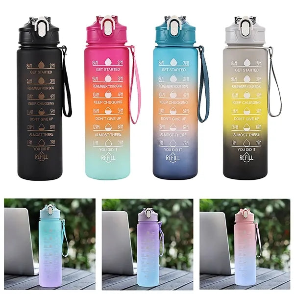 25oz Large Capacity Gradient Water Bottle with Straw