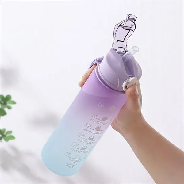 25oz Large Capacity Gradient Water Bottle with Straw
