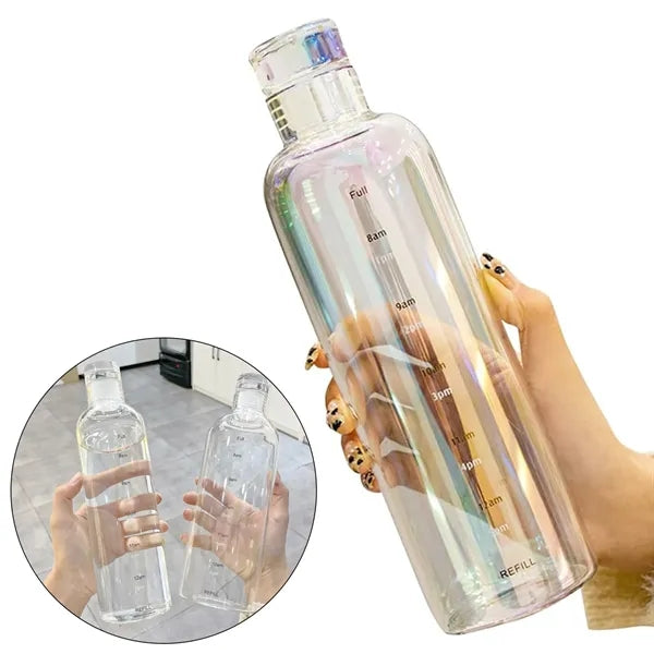 Clear Borosilicate Glass Water Bottle with Leak-Proof Lid