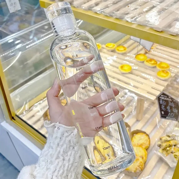 Clear Borosilicate Glass Water Bottle with Leak-Proof Lid