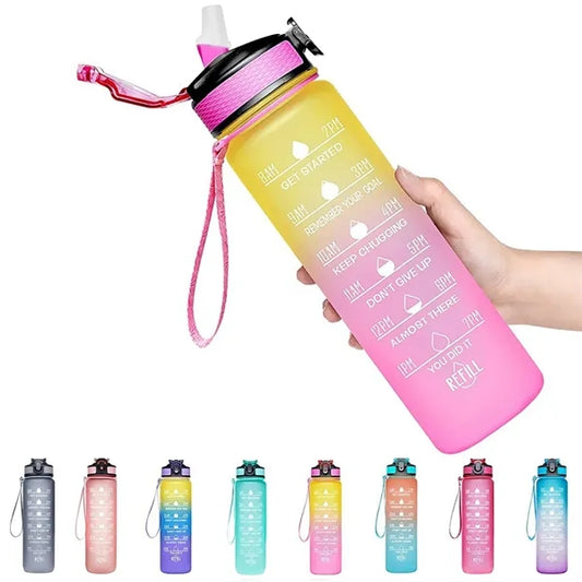 32oz Tritan Gradient Sports Water Bottle with Time Scale