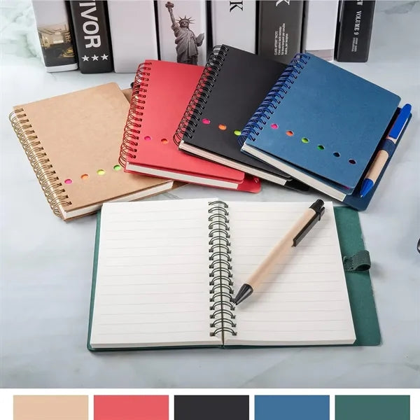 A6 Spiral Notebook With Pen With Sticky Notes