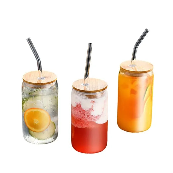 16 Oz High Temperature Resistant Glass Straw Cup