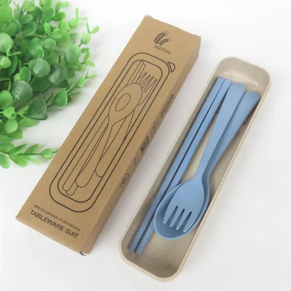 Eco-Friendly Wheat Straw Utensil Set - Three-Piece Suit