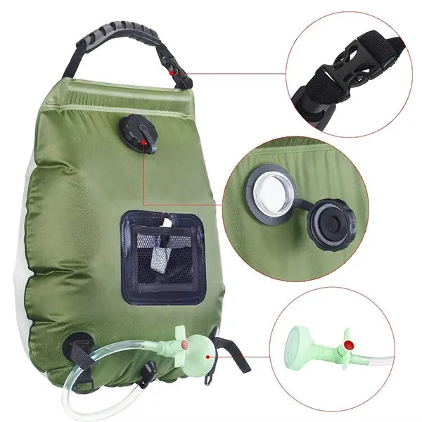 Portable solar shower bag
