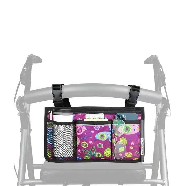 Wheelchair Side Bag Armrest Storage Pouch with Cup Holder