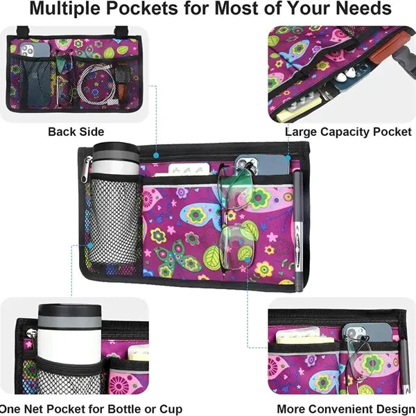 Wheelchair Side Bag Armrest Storage Pouch with Cup Holder