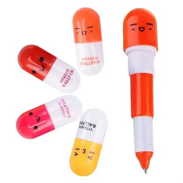 Retractable Pill Capsule Shaped Telescopic Ballpoint Pen