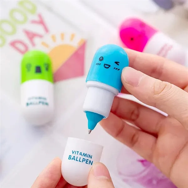 Retractable Pill Capsule Shaped Telescopic Ballpoint Pen