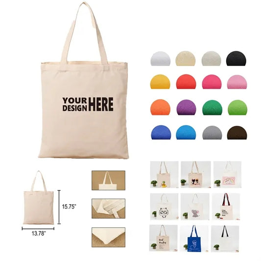 Natural Cotton Canvas Grocery Tote Bag