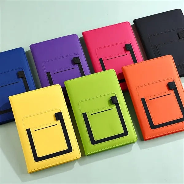 Executive PU Leather Journal Phone Holder A5 Lined Notebook