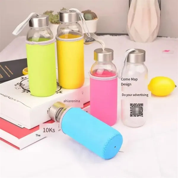18oz Glass Water Bottle with Sleeve