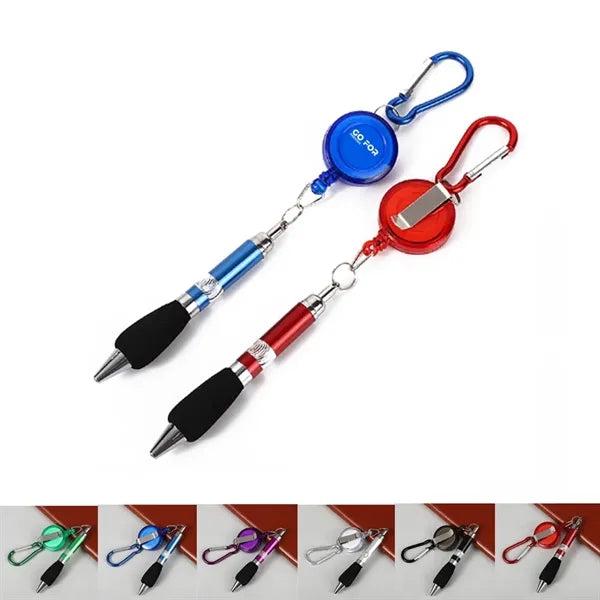 Carabiner Retractable Badge Reel with Pen