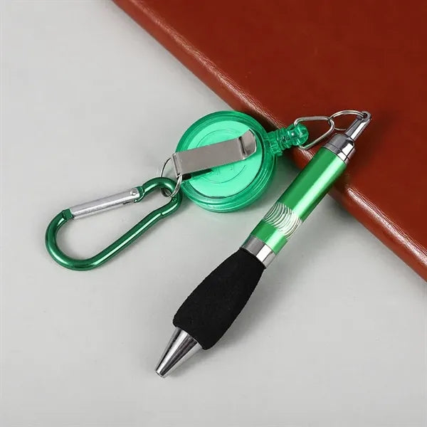 Carabiner Retractable Badge Reel with Pen