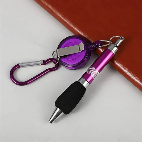 Carabiner Retractable Badge Reel with Pen