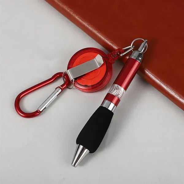 Carabiner Retractable Badge Reel with Pen