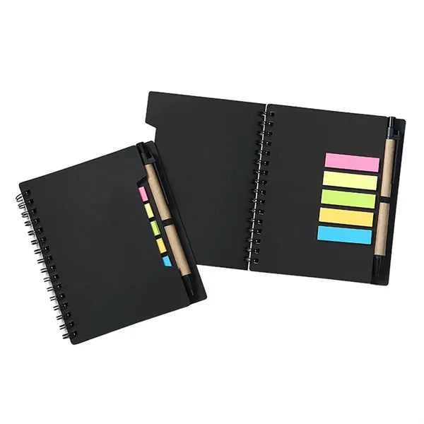 Portable Spiral Notebook with Sticky Notes and Pen