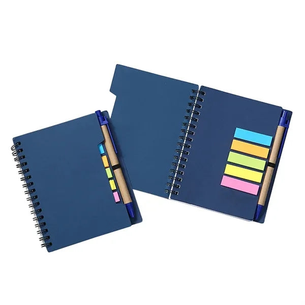 Portable Spiral Notebook with Sticky Notes and Pen