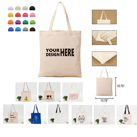 Heavy Natural Cotton Canvas Tote Bags with Long Handle