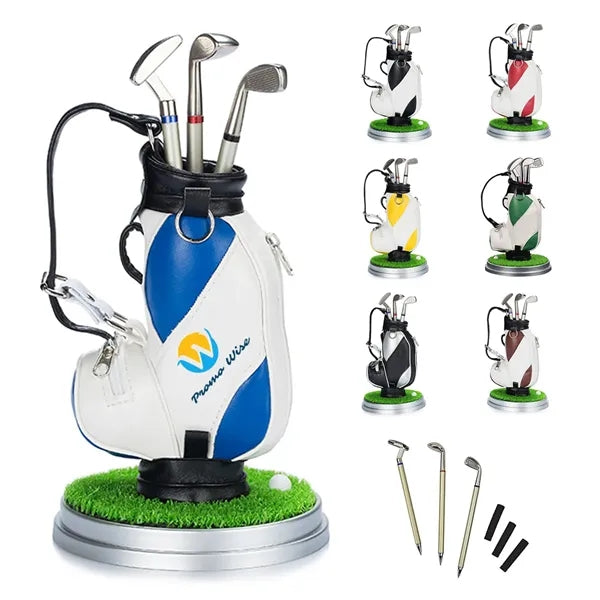 Mini Desktop Golf Pen Holder Set with Ballpoint