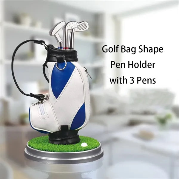 Mini Desktop Golf Pen Holder Set with Ballpoint