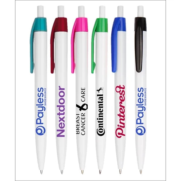 Lincoln White Barrels w/ Colored Trim Click Pen